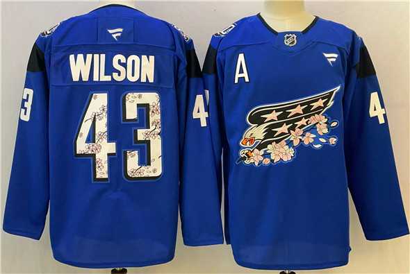 Men%27s Washington Capitals #43 Tom Wilson Blue Cherry Blossom With A Patch Stitched Jersey->washington capitals->NHL Jersey